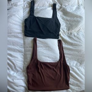 2 SHEIN bae crop square neck tanks black & brown XS